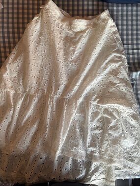 White Eyelet A-Line Maxi Skirt